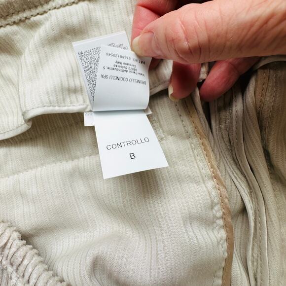 NWT Brunello Cucinelli Oversize Sand Beige Front Pleat Wide Leg Corduroy Pant 14 - Picture 10 of 16